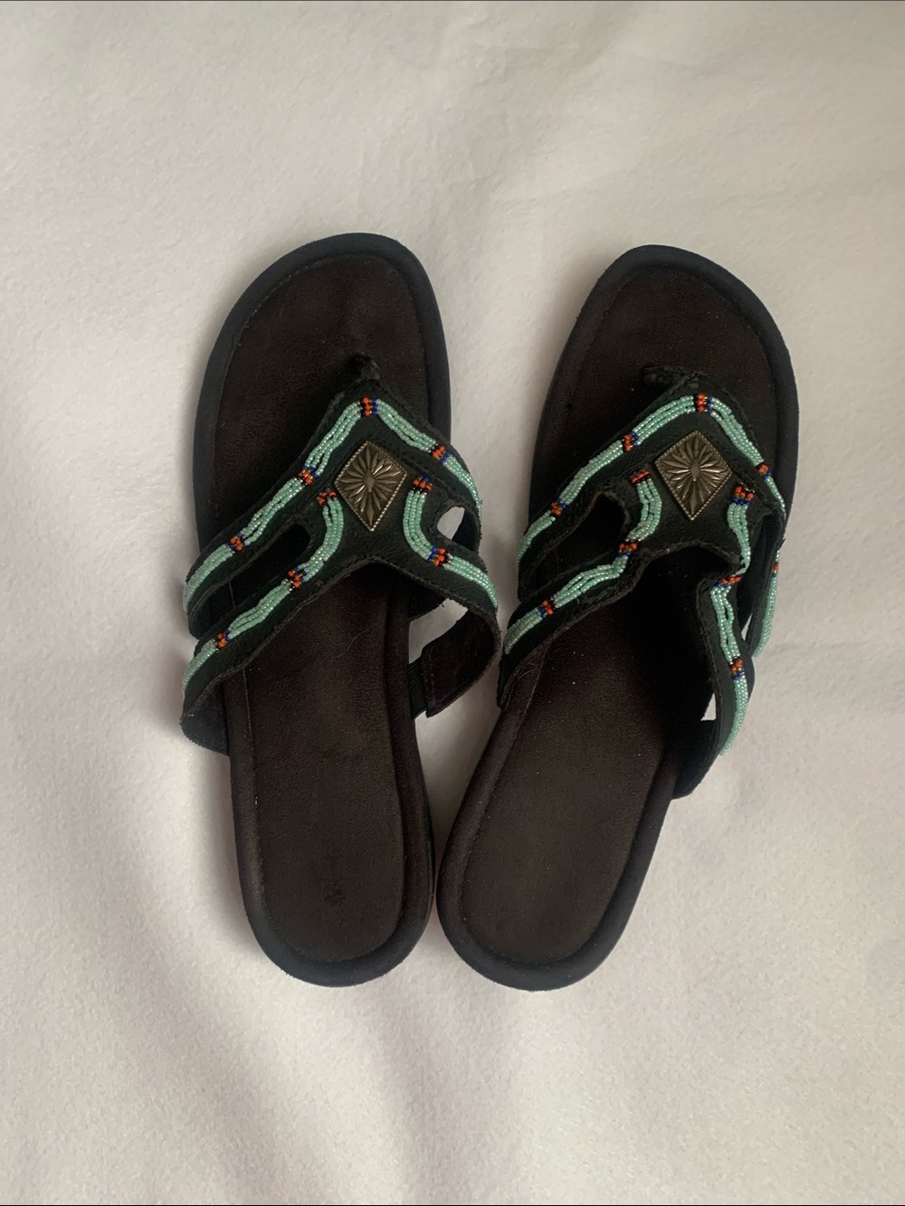 Minne Tonka Black Sandal Slides with Mint Green Accent